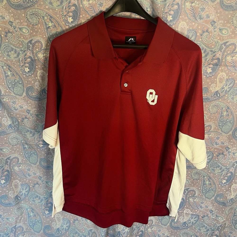 Pro Player Oklahoma Sooners OU Polo Shirt Mens 2XL Crimson Red NCAA Fan Gear